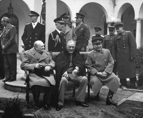 Roosevelt, Stalin and Churchill meet