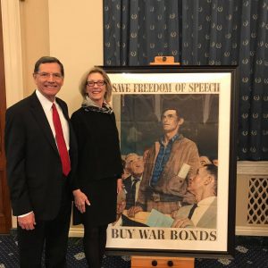 Wyoming Senator John Barrasso and his wife with "Freedom of Speech."