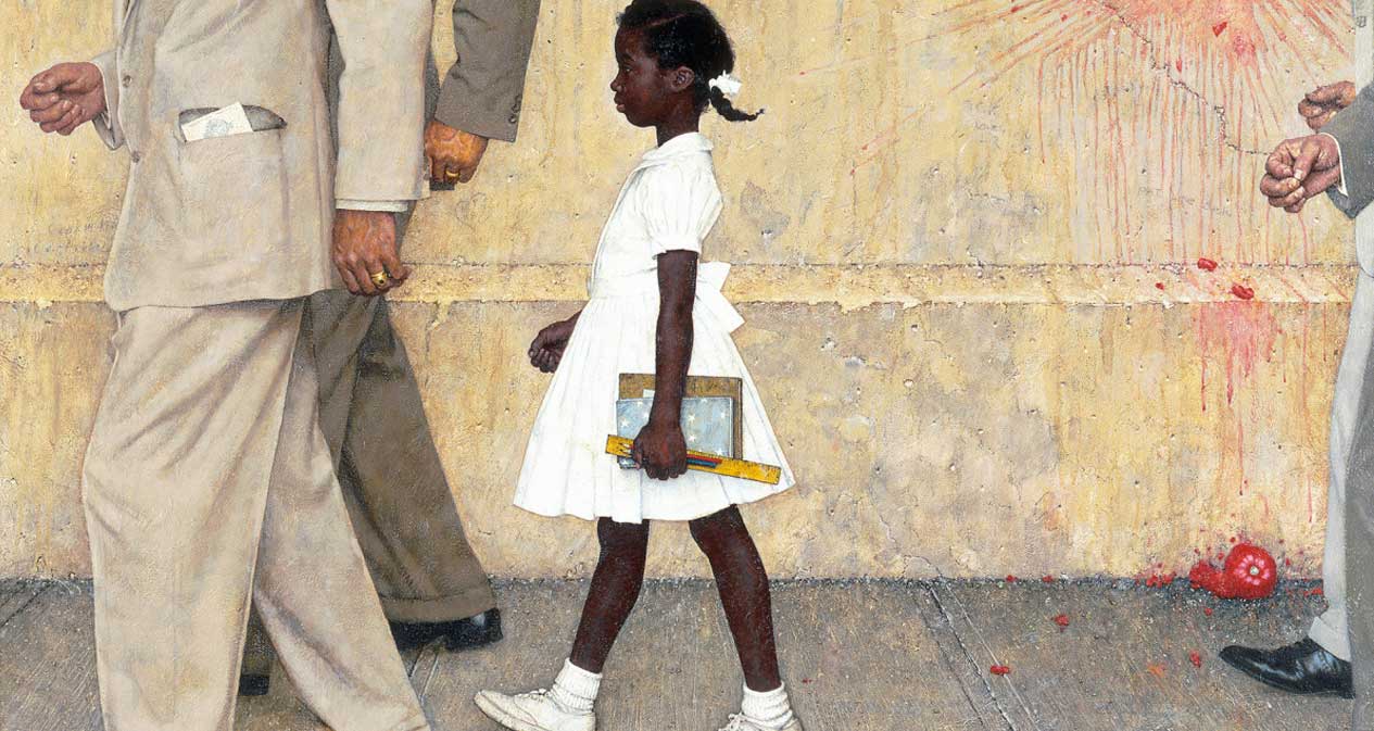 1964 painting by Norman Rockwell that depicts Ruby Bridges, a six-year-old African American girl, on her way to William Frantz Elementary School, an all-white public school, on November 14, 1960, during the New Orleans school desegregation crisis.